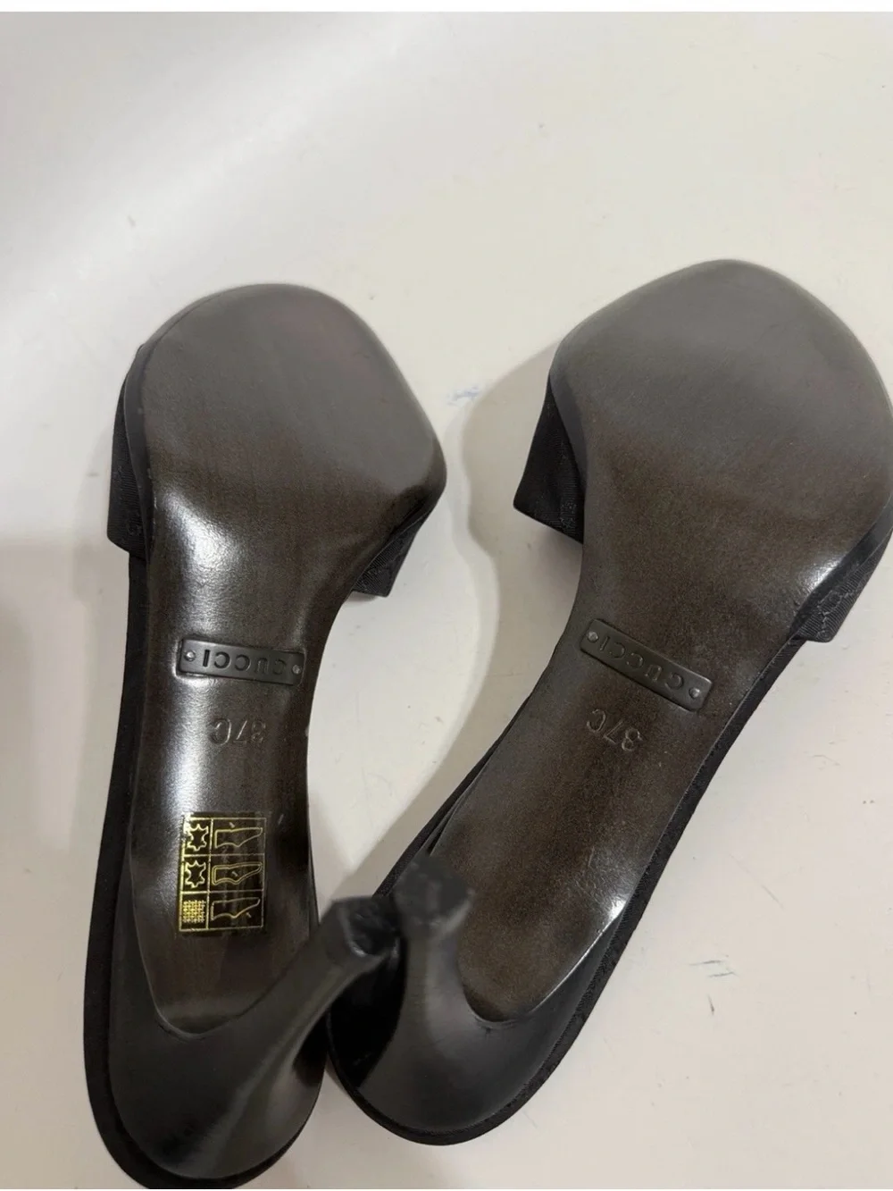 Gucci Black Monogram Slip-On Stiletto Mules